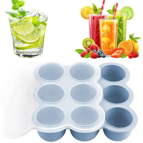 Huxibai Plateau congélateur pour pots, récipient de stockage de nourriture pour bébé avec 9 compartiments en silicone | Récipients de stockage pour glace, soupe, lait maternel, purées