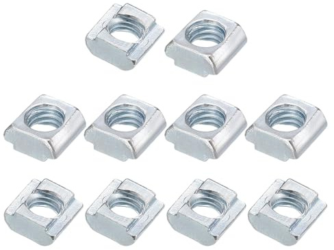 TOP-VIGOR M6 Sliding T Slot Nuts 100Pcs, Nickel Plated Carbon Steel Hammer Head Roll-in T-Nuts for 2020 Aluminium Extrusion Profile, T-Slot Fasteners for CNC and 3D Printer Assembly