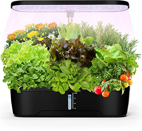 CYBSDF Sistema de cultivo hidropónico de jardín interior, 12 cápsulas, jardín de hierbas interior con luz LED de crecimiento, altura ajustable de hasta 12 pulgadas, hidroponía para la familia
