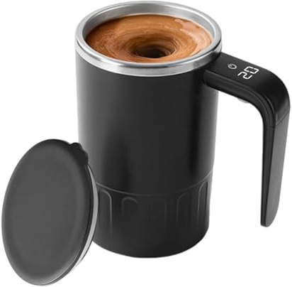 Självrörande kopp – automatisk magnetisk med lock, självblandande mugg för kaffe och te – för mjölk proteinpulver dryck hem kök kontor resa camping jul