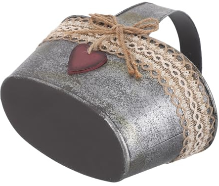 Yardenfun Jardinière Rétro en Fer Galvanisé avec Toile de Jute, Pot Vintage Rustique pour Plantes D’Intérieur et Extérieur, Seau Décoratif Multifonction pour Jardin et Bureau, Cache-Pot
