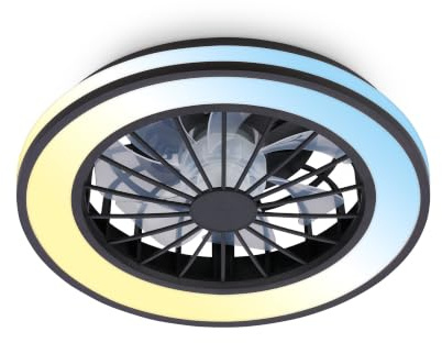 BRILONER - Plafonnier ventilateur de plafond LED avec éclairage, télécommande, moteur DC silencieux à 5 vitesses, CCT et intensité réglable, plafonnier LED ventilateur, salon, 38 cm, noir