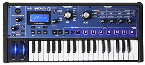 Novation MiniNova Analogue Modelling Compact 37 Mini-key Synth – Tough, compact, powerful mini-synth with pitch-correcting effect vocoder, 256 onboard sounds and five effects per voice layering Blue