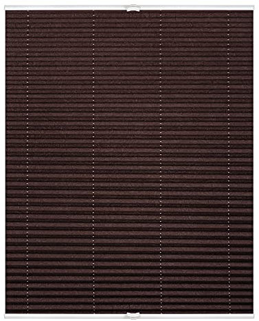 Lichtblick Plissee Klemmfix, ohne Bohren, verspannt, lichtdurchlässig, Blickdicht, Uni, mit eleganter Crushed Optik Braun,120 cm x 130 cm (B x L)