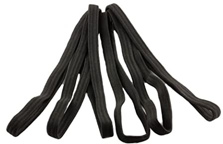 Mytoptrendz® Set of 6 Unisex Plain Long Thin Elastic Headband Hairband 10mm wide (Black)
