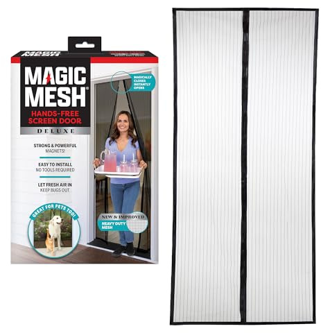 Magic Mesh Deluxe, Black | Magnetic Screen Door, Heavy Duty, Magnetic Closure, Door Net, Patio Screen, Sliding Door Screen, Bug Screen for Doorways, Kid & Pet Friendly | Size 39 x 83 (Pack of 1)