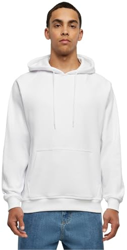Urban Classics Herren Blank Hoody – Locker Geschnittener Kapuzenpullover mit Kängurutasche und Verstellbarer Kapuze für Freizeit Alltag Sport und Streetwear,Weiß,M