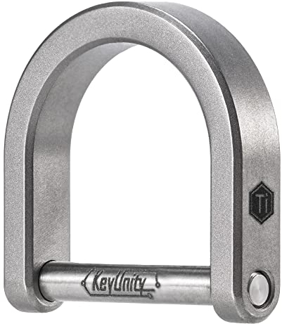 KeyUnity KA17 Clé à anneau en titane en D Manille, Porte-clés en forme de U Vis dans le fermoir en fer à cheval pour Fob de voiture, Accessoires de porte-clés (Sablé, L)