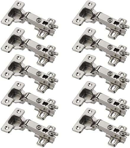 EVOTRADE Confezione da 10 cerniere + 10 basette per ante di armadi e mobiletti da cucina da 35 mm, 110 gradi