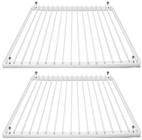 SPARES2GO Fridge Shelf compatible with Daewoo Refrigerator Freezer Adjustable White Plastic Coated Extendable (Pack of 2 Shelves, Large, 425mm - 670mm x 320mm)