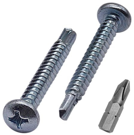 SKIR'CO (150 pièces) Vis Autoperceuses 4,8 x 38 mm, Tête Cylindrique Bombée Phillips, Vis Zinguées DIN 7504 N, Vis Autotaraudeuses