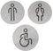 EMSea 3 Pièces Autocollants de Porte de Toilette Dames et Messieurs et Handicapés 100x100x2mm Pictogramme Rond en Acier Panneau Décoratif de Toilettes Adhésif pour Hôtel Magasin Centre Commercial