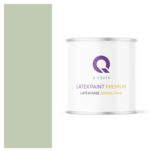Q-COVER Latexfarbe Abwaschbar 2L (ca.14m2) Olivgrün Farbton Innenfarbe Wandfarbe Deckenfarbe Klasse 2 Mattfarbe Für Allergiker Scheuerfest Geruchlos Frei Von Voc