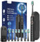 Cepillo de Dientes Eléctrico Sónico para Adultos - Cepillo Electrico Sónico con 8 Cabezales y Estuche de Viaje, 5 Modos, IPX7 Impermeable, Cepillo Dientes Electrico de Viaje Recargable, Negro