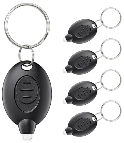 PEAKGEAR Lot de 5 mini lampes de poche LED, porte-clés, lumière 12 lumens, portable, ultra lumineux, à piles, lampe de poche, boîtier noir