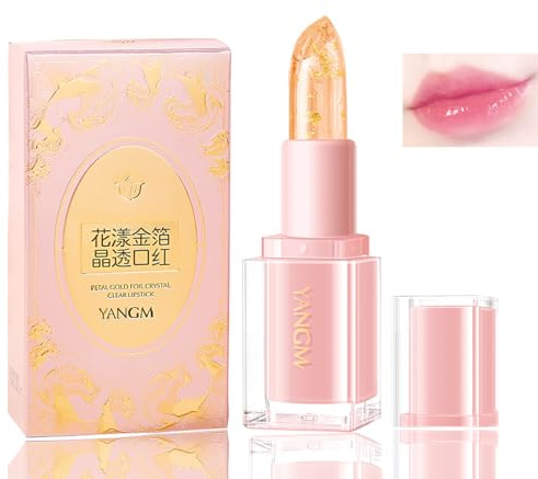 Baorder Rouge à lèvres changeant de couleur Transferproof, rose magique température changement de couleur Baume à lèvres feuille d’or pour fille, brillant à lèvres brillant hydratant longue durée