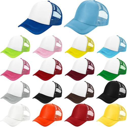 YFNVH Lot de 18 Casquettes Trucker Vierges pour Sublimation, Réglables