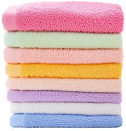 Admygo 8PCS Bamboo Charcoal Fiber Face Cloths, Plain Weave Reusable Facial Cleansing Towels Soft Skin‑Friendly Cleansing Cloth Set for Daily Face Washing Makeup Removal and Home Use
