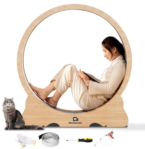 Naviconvex Cat Wheel, 53 L Large Cats Exercise Running Wheel, Cat Treadmill for Indoor Cats