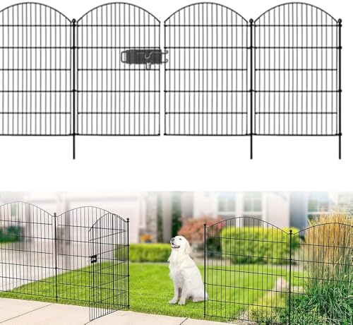WOOLUCK® 5 piezas Valla decorativa de jardín con puerta, 80 cm(H) X 3,7 m(L), barrera con estacas para perros, mascotas, conejos