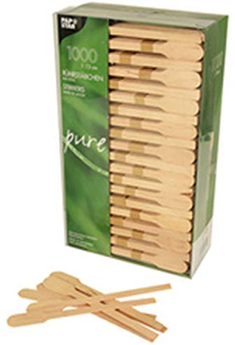 1000 Rührstäbchen, Holz 13 cm. Rührstäbchen in Paddelform