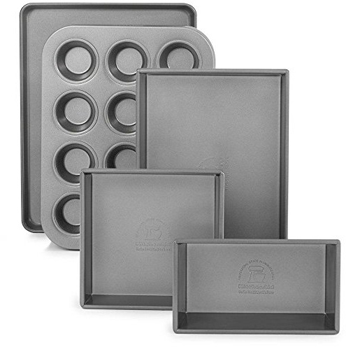 KitchenAid Professional 5-Piece Bakeware Nonstick Baking Set Square,Loaf,Cake 12-Cavity Muffin Jelly Roll Pan
