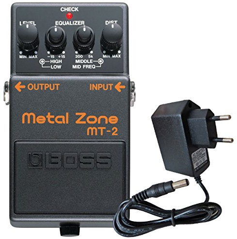 Boss MT-2 Metal Zone Distortion Pedal + behållare 9 V nätdel