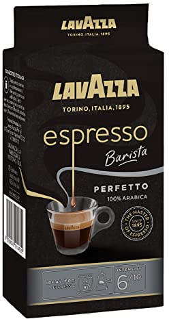 Lavazza, Espresso Barista Intenso, Coffee Ground, Ideal for Moka Pots, with Aromatic Notes of Cocoa and Wood, Arabica and Robusta, Intensity 9/10, Medium Roasting, 250 g