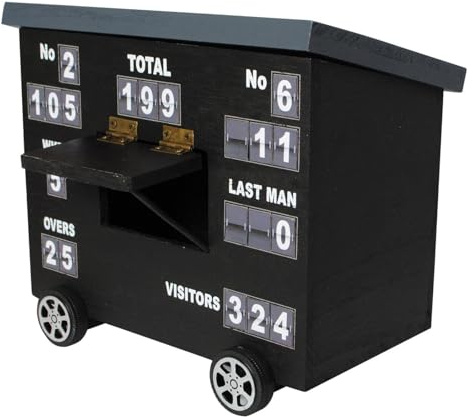 Cricket Scoreboard Desk Tidy | Authentically Designed | Store Phones & Stationery | Personalise Scores | Ideal for Cricket Enthusiasts | Gray, Wood