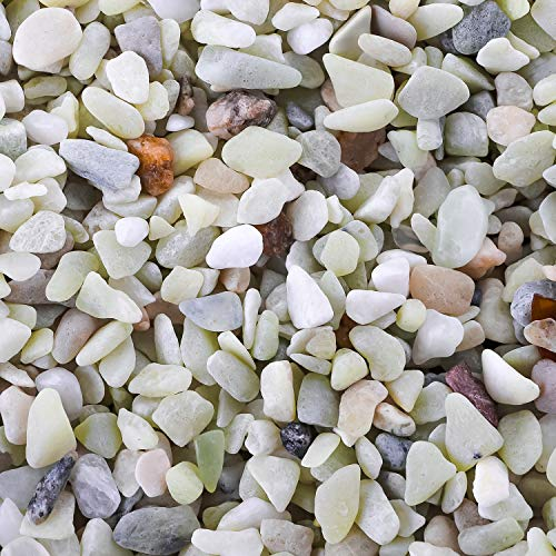 Cedilis Dekorativa polerade jadestenar, naturlig blandad färg grus, dekorativa flodstenar för utomhus- och inomhusväxter trädgårdsdekoration, 2,3 kg