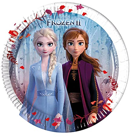 Procos 93484 Frozen 2 - Piatti da festa 20 cm, 8 pezzi, usa e getta in carta per compleanno per bambini, stoviglie per feste, FSC® Mix