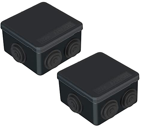 2 x IP55 Waterproof Junction Boxes, IP55 Dustproof Weatherproof Electrical Project Box, Universal Surface Mounted Enclosure Box for Indoor Outdoor Electrical Cables (85x85x50mm) – AVARTEK (Black)