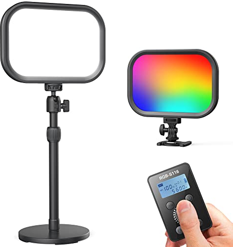 RALENO RGB Streaming Licht mit Fernbedienung, Videoleuchte Key Light für Streaming,Fotografie,Videokonferenz,1–100% Helligkeit 2500–8500K Farbtemperatur 360° Farbraum einstellbar