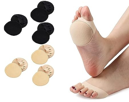 EULAPGOE 6 Pairs High Heeled Sandals Open Toe Socks Forefoot Sponge Cushion No Toe Women's Half Socks Invisible Socks Five Toe Split Toe