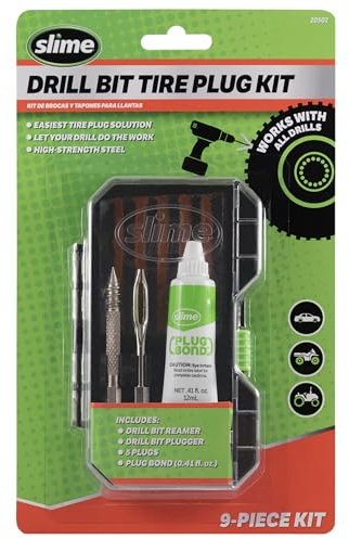 Slime 20502 Tire Plug Drill Bit Kit, All Drills Compatable, Easiest Tire Plug Option, (9-Piece Kit)