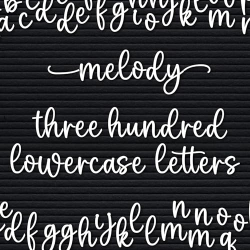 LETTERGLYPH Letterboard Letterset, Cursive Script, Schwarz, Kunststoff, 300+ Teile, Kleinbuchstaben, Zahlen, Schwünge, Felt-Board-Lettersatz, Werbeartikel, 12,1 x 21,6 cm