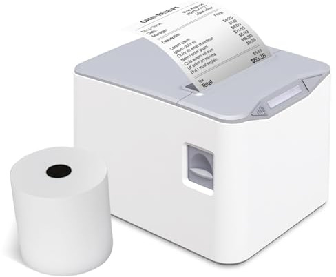Sunydog Thermodrucker für Quittungen, 80 mm, direkter Thermodruck, Büro, Anschluss USB + LAN, hohe Geschwindigkeit, mit automatischem Cutter, Papierkorb, große Größe, unterstützt ESC/POS, für, weiß