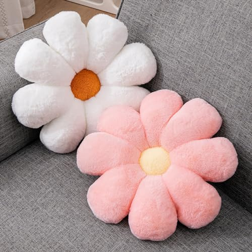 SPIRTUDE 2Pcs Blume Kissen, Blumen Bodenkissen, Daisy Zierkissen, Tatami Bequeme Sitzkissen für Schlafzimmer, Sofa, Stuhl, Dekoration 40x40cm