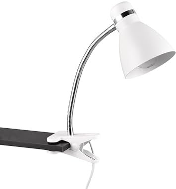 lightling Klemmleuchte Harley, mit Schnurschalter, fllexibel verstellbar, IP20 Indoor, exkl. 1 x E27 max. 10W, Ø 11 cm, Höhe 36 cm, Metall, weiß matt