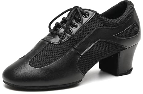 VCIXXVCE Donna Scarpe da Ballo da Pratica Nero Salsa Moderna Scarpe da Ballo Allenamento Chiuse con Tacco Basso, 35 EU