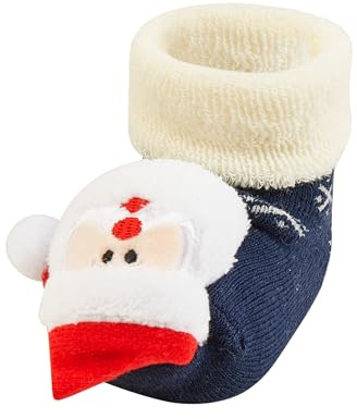 Sterntaler Baby Socken Unisex Rasselsocken – weiche Baumwollsocken mit Umschlag, Innenfutter und Nikolaus-Motiv – mit Rassel – marine, Größe 16