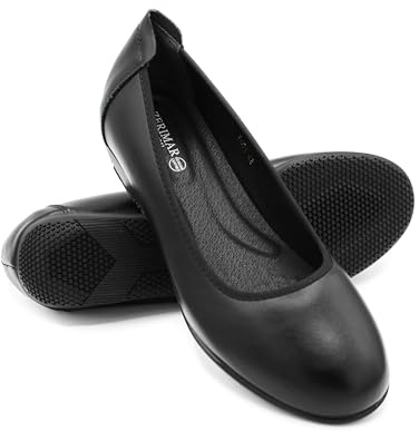Zerimar Damskor läder comodos - eleganta och lätta vardagsskor för kontor, receptionister, gästfrihet, häl 2,5 cm, svart, 42 EU