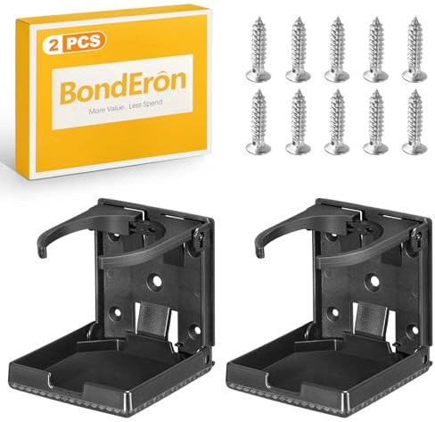 BondEron 2 Stück Universal Klappbarer Getränkehalter Verstellbar 60-100mm, Becherhalter Cupholder für Boot Wand Auto Wohnmobil LKW, Schwarz