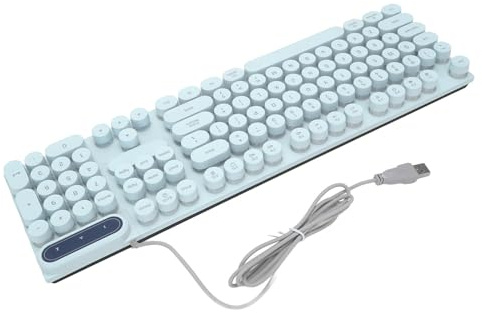 Cocoarm ABS Gaming Keyboard, USB Round 104 KeyCaps Backbellit Ergonomiska Fodable Feet Multimedia Keys Wired Keyboard för Desktop Laptop, Computer Tangentboard för Hemmakontoret (Blå)