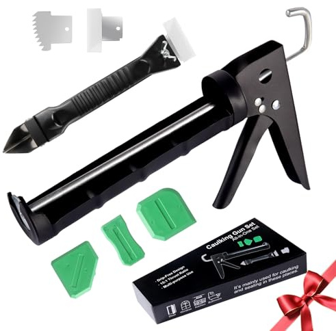 Tisanker Kartuschenpresse Set, 310ml Silikon-Kartuschenpistole mit Entferner und 3 Silikon-Glättungswerkzeugen für Heimwerkerarbeiten zum Abdichten und Reparieren – inklusive Geschenkbox