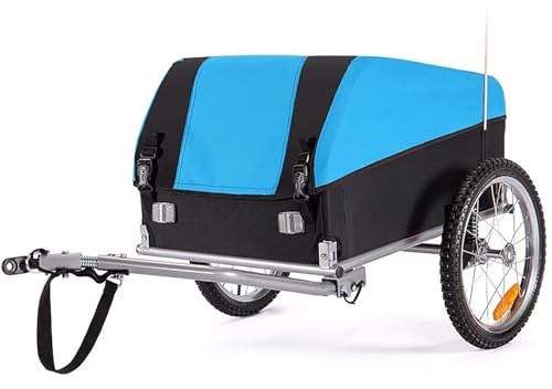 3-i-1-Cykelkärra för Husdjur, Kraftig Cykelkärra för Hundar med 20-Tums Terränghjul, Hopfällbar Stålram, Låsbar Broms, 45 kg Kapacitet(Blue)