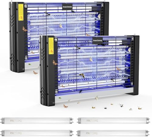 Insektenvernichter Elektrisch 2PCS, mit Doppeltem Raster, XXL, 2400 V 20W, 4 T8-Lampen, Fliegenfalle Elektrisch Mückenfalle Insektenfalle