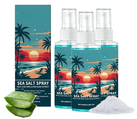 Sea Salt Spray - havssaltsspray för män - saltvattentextursprayer - ger volym och textur - för hårvolym och beach wave-lockar - med skydd mot (3 st)