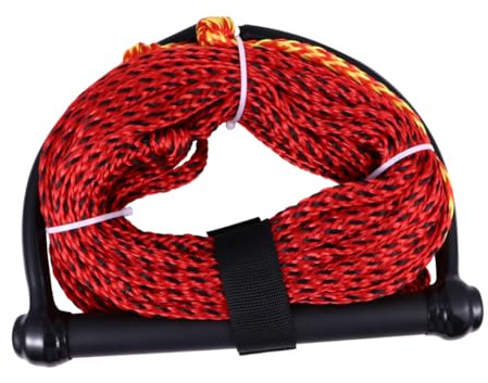 Mikinona Cuerda de Esquí Acuático de 1 Sección Mango Negro, Cuerda Remolcable Trenzada de Nailon Resistente a UV y Abrasión, para Wakeboard, Kneeboard y Deportes Acuáticos Color Aleatorio