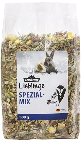 Dehner Nagersnack, Spezial-Mix rohfaserreich, für Zwergkaninchen / Nager, Kräuter / Gemüse, 6 x 500 g (3 kg)